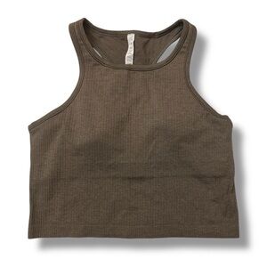 Lululemon built-in bra tank top ribbed brown heather cropped high neck